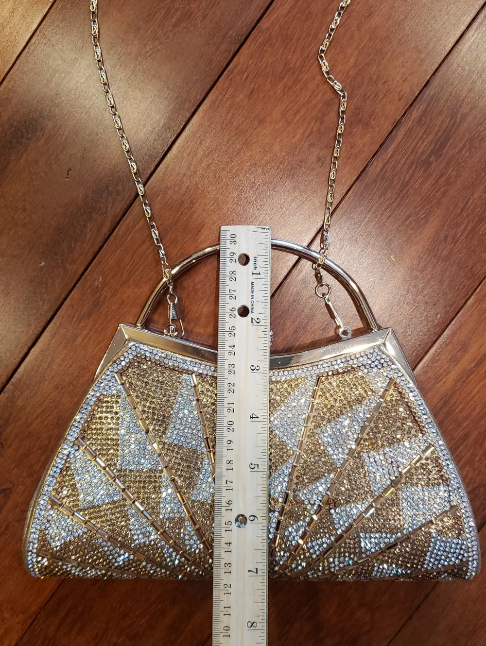Crossbody or Clutch, Gold and Silver Sequin and Rhinestone bag